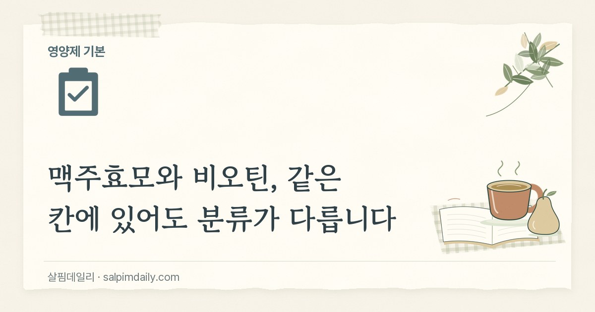 맥주효모와 비오틴, 같은 칸에 있어도 분류가 다릅니다
