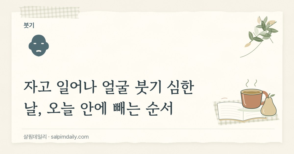 자고 일어나 얼굴 붓기 심한 날, 오늘 안에 빼는 순서