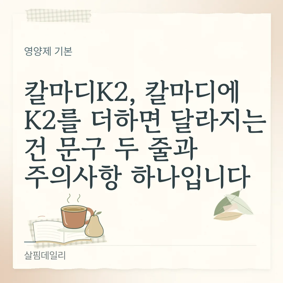 칼마디K2, 칼마디에 K2를 더하면 달라지는 건 문구 두 줄과 주의사항 하나입니다 카드 1