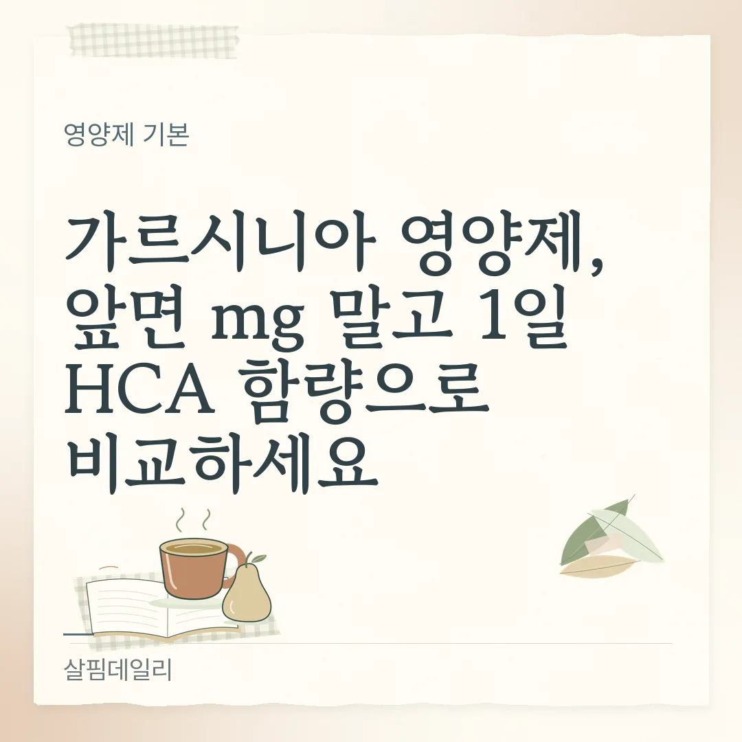 가르시니아 영양제, 앞면 mg 말고 1일 HCA 함량으로 비교하세요 카드 1