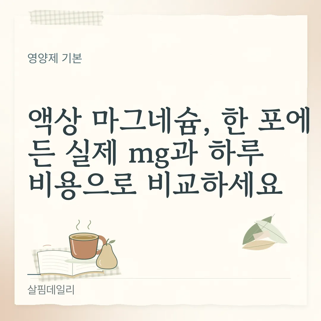 액상 마그네슘, 한 포에 든 실제 mg과 하루 비용으로 비교하세요 카드 1