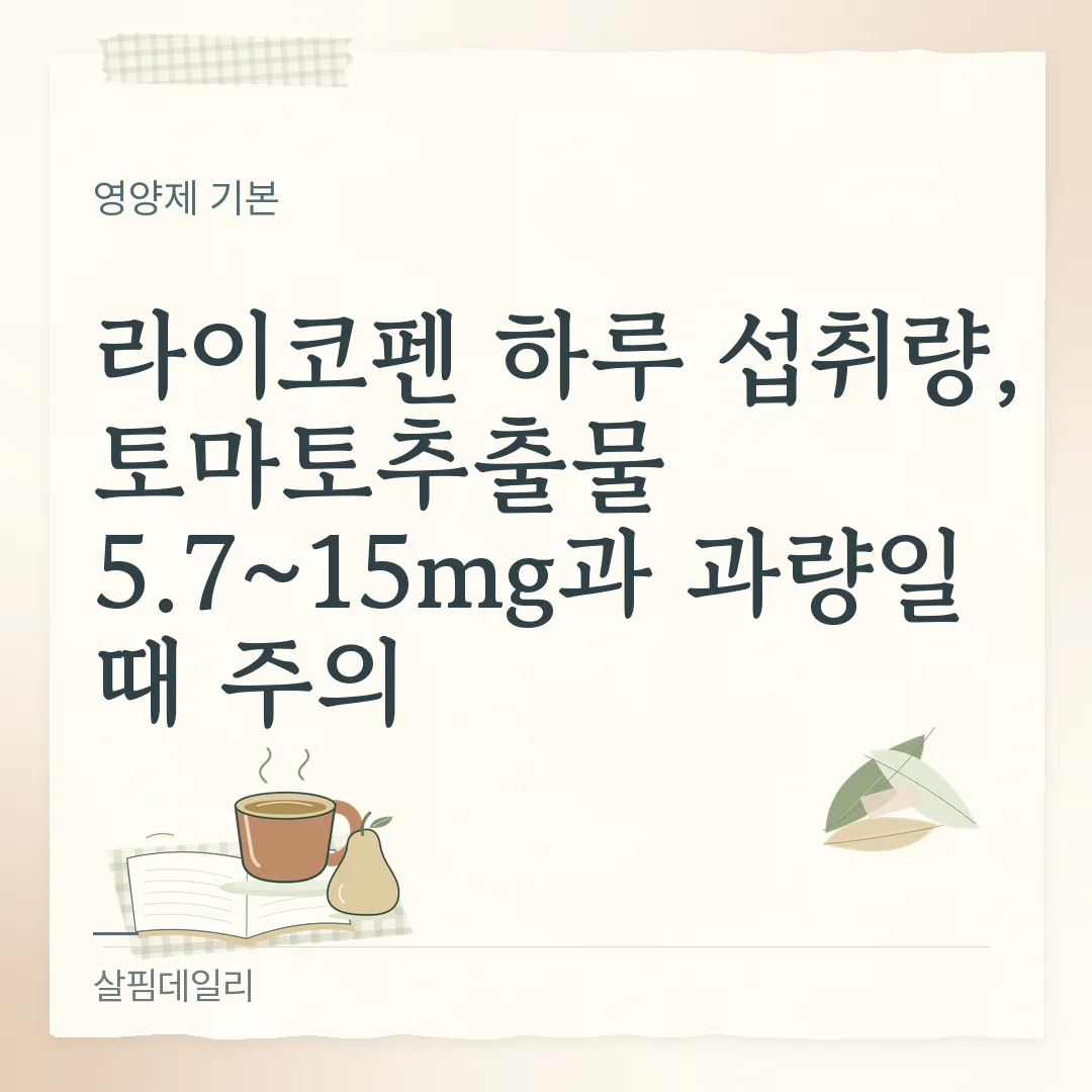 라이코펜 하루 섭취량, 토마토추출물 5.7~15mg과 과량일 때 주의 카드 1
