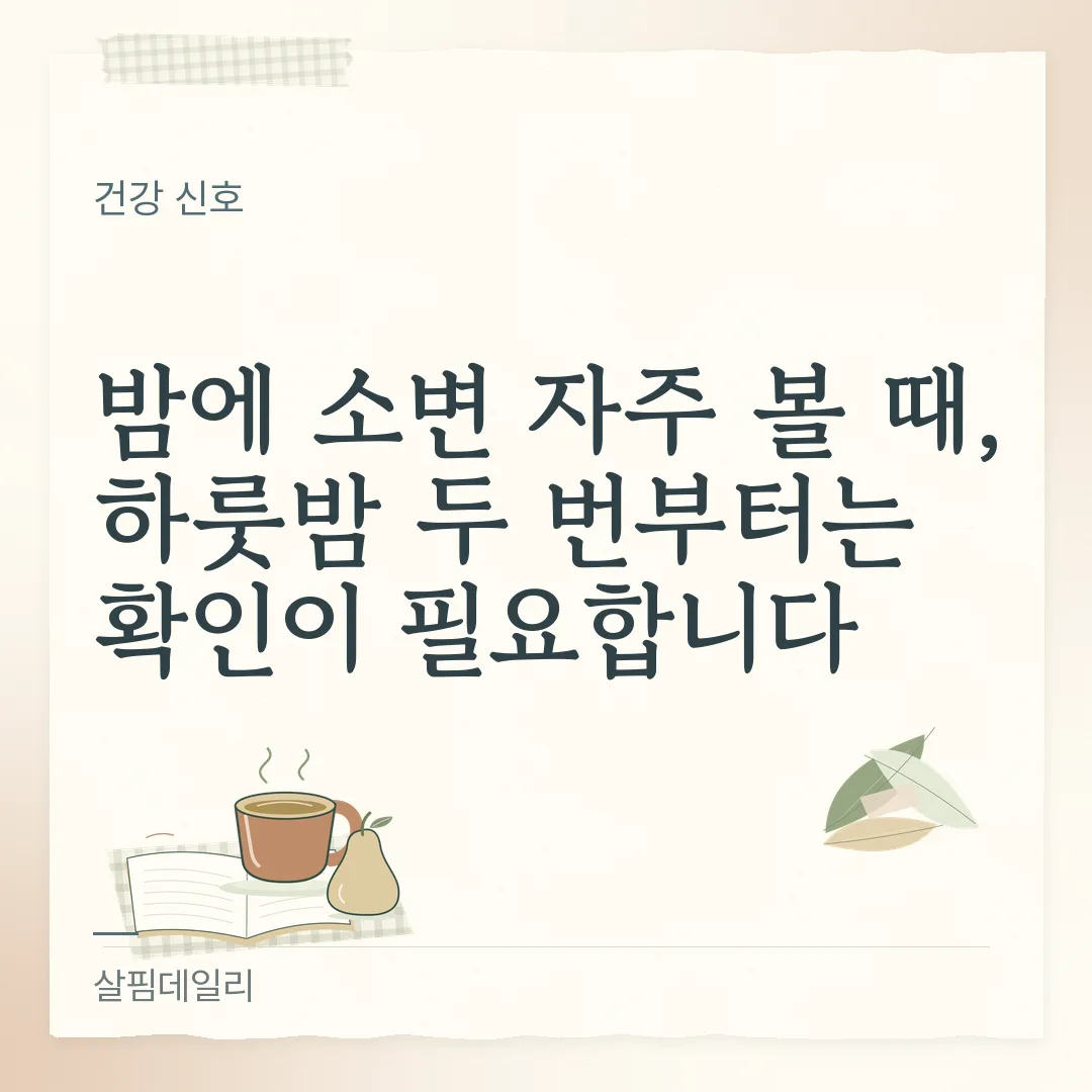 밤에 소변 자주 볼 때, 하룻밤 두 번부터는 확인이 필요합니다 카드 1